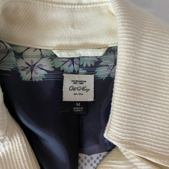 Cream Coloured Structured Jacket with Blue Floral Lining Size M EUC - Picture 7 of 16